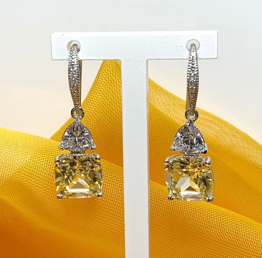 Large yellow lemon coloured drop earrings cocktail