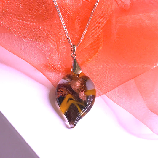 Leaf shaped real Murano glass leaf necklace pendant