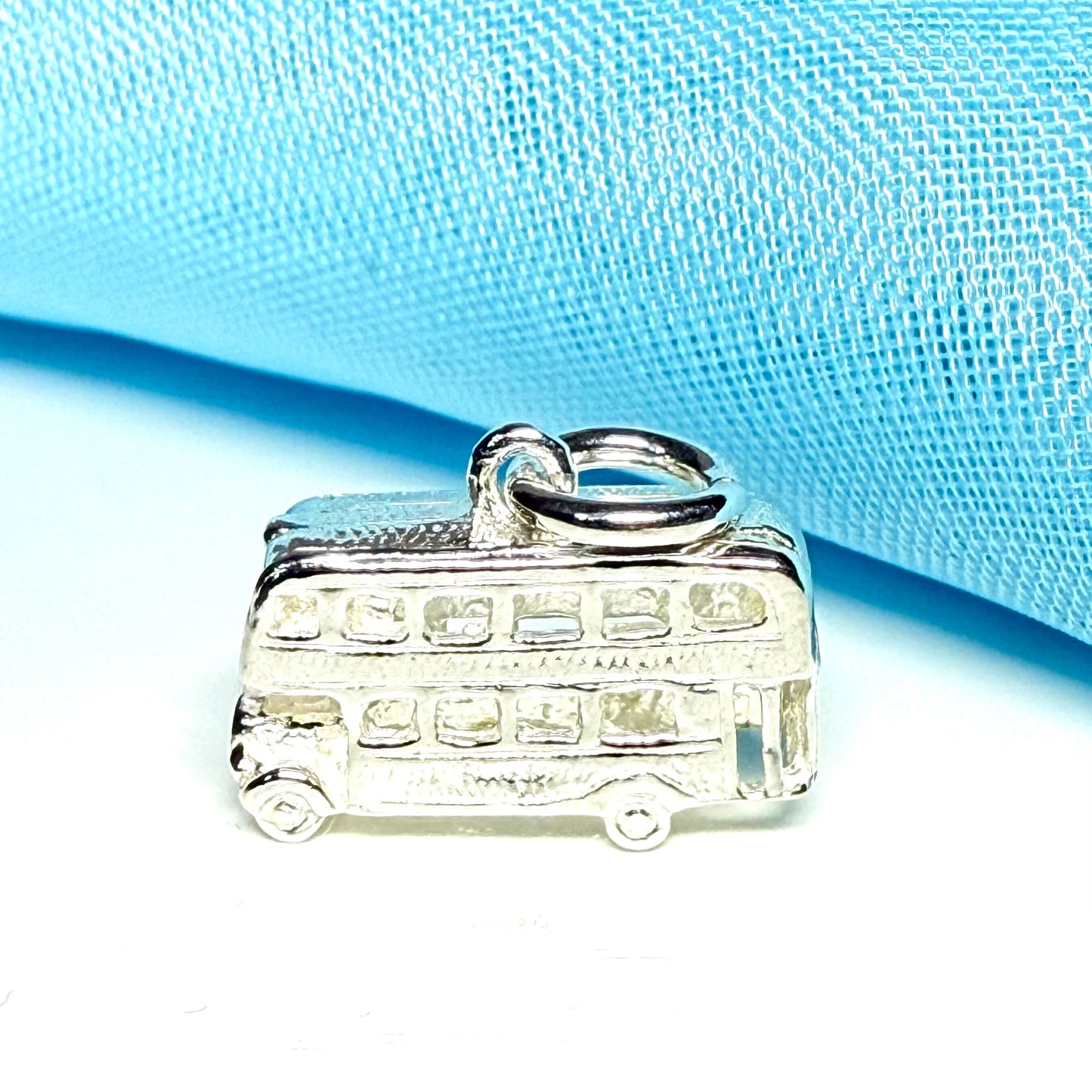 Sterling silver London double decker bus solid charm