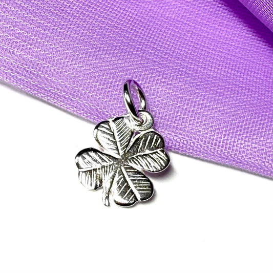 Lucky Sterling Silver Four Leaf Clover Solid Charm