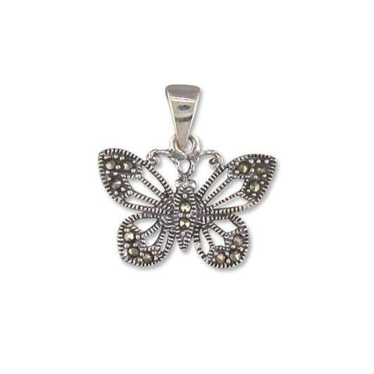 Marcasite Sterling Silver Butterfly Necklace Pendant