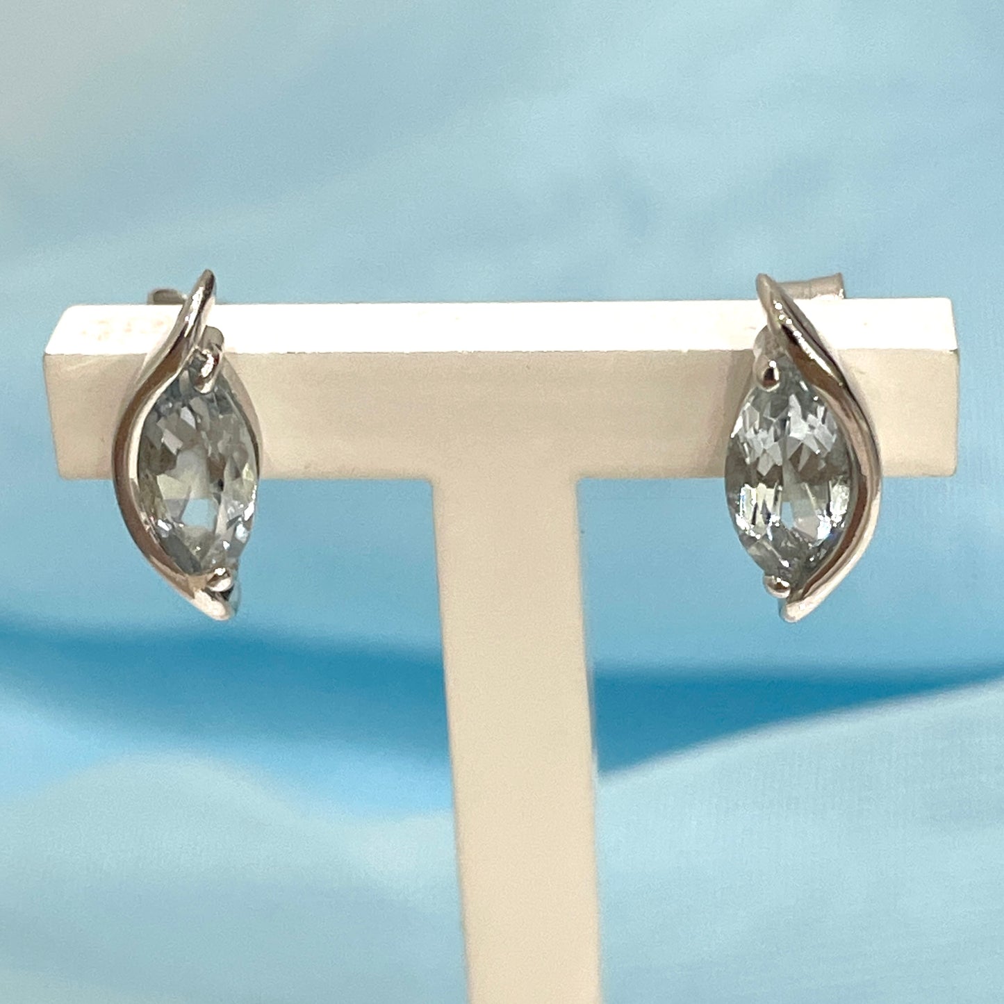 Marquise Aquamarine White Gold Earrings