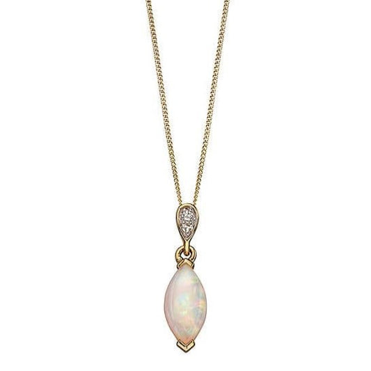 Marquise opal and diamond yellow gold necklace