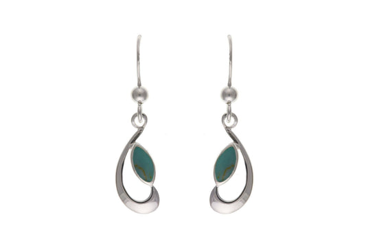 Marquise Sterling Silver Blue Turquoise Drop Earrings