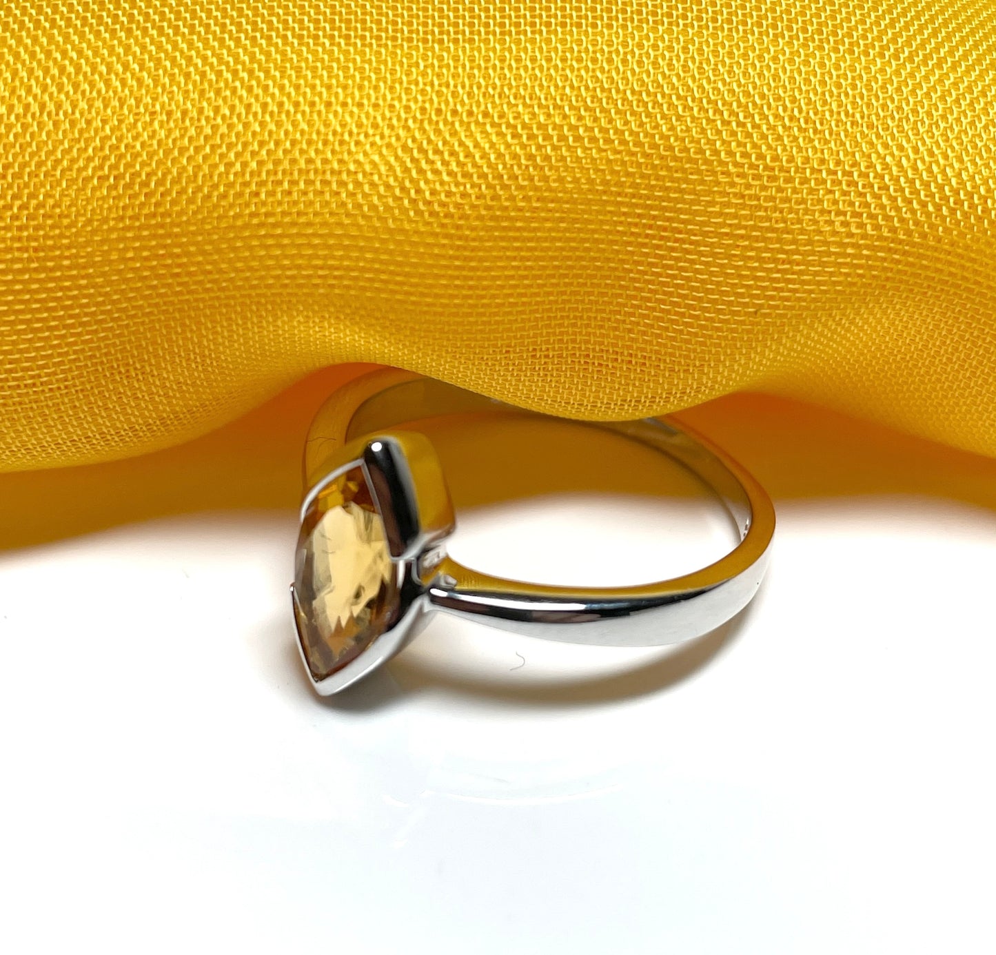 Real citrine ladies marquise shaped dress ring