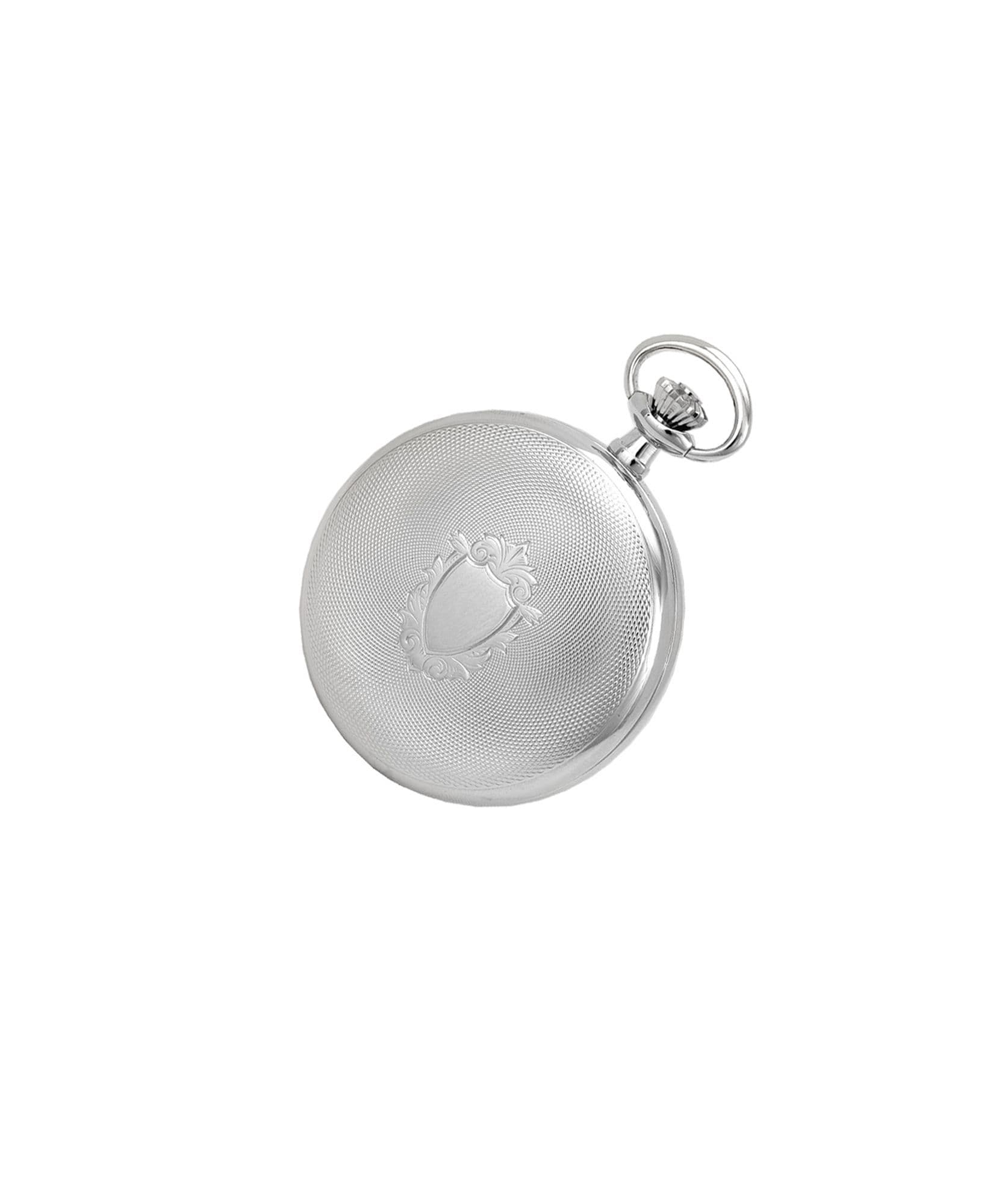 Mechanical Chrome Plated Pocket Watch With Chain