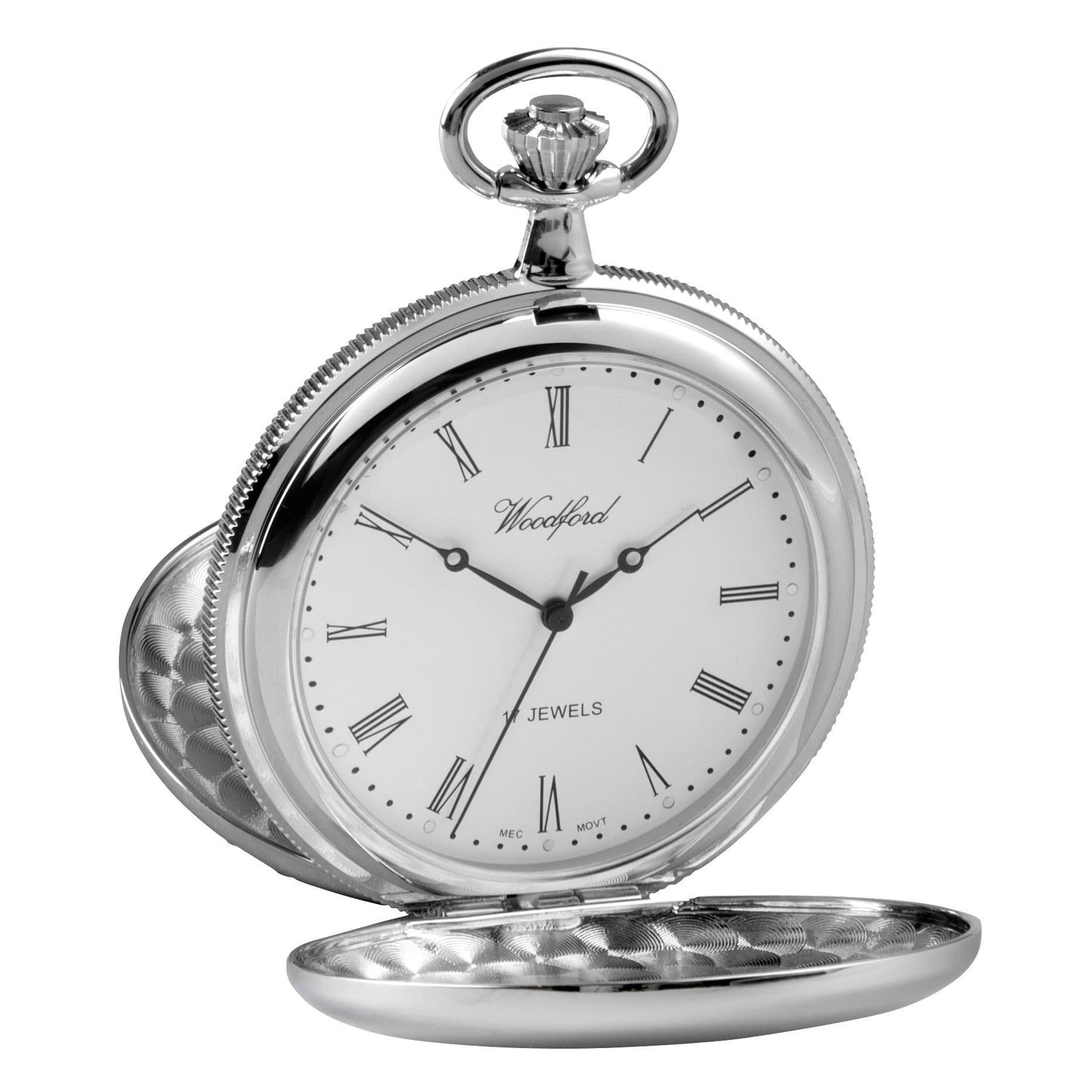 Mechanical Chrome Plated Polished Pocket Watch With Chain