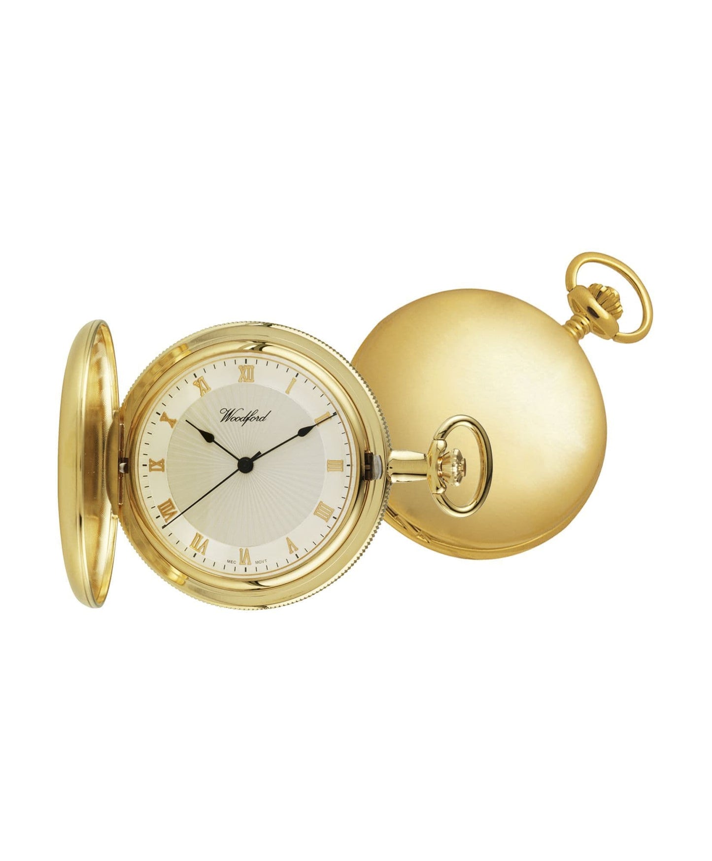 Mechanical Gold Plated Plain Pocket Watch With Chain