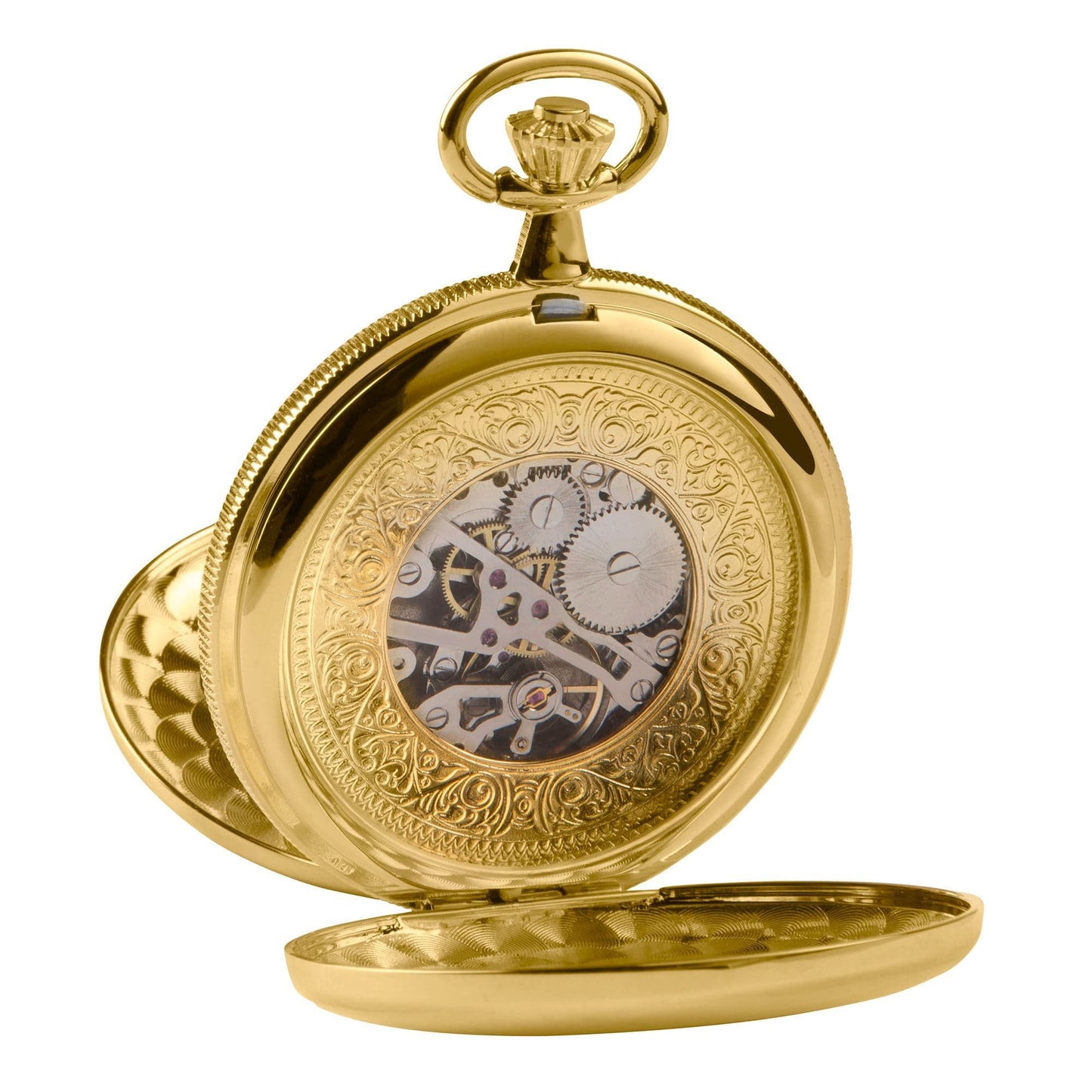 Mechanical Gold Plated Polished Pocket Watch With Chain