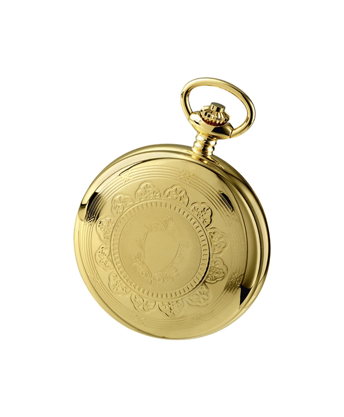 Mechanical Gold Plated Twin Time Zone Pocket Watch With Chain