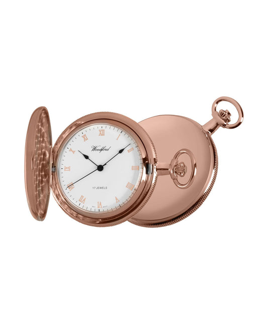 Mechanical Rose Gold Plated Plain Pocket Watch With Chain