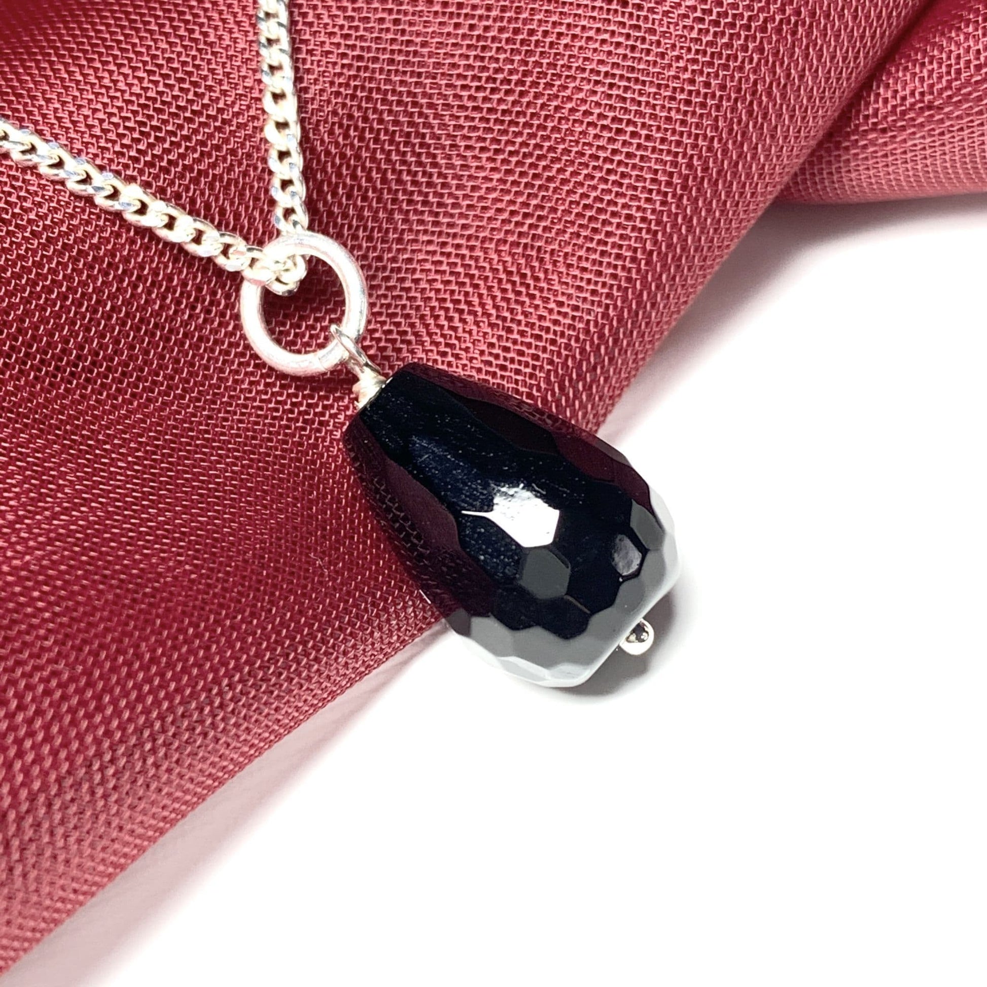 Medium tear drop silver pear shaped onyx necklace pendent