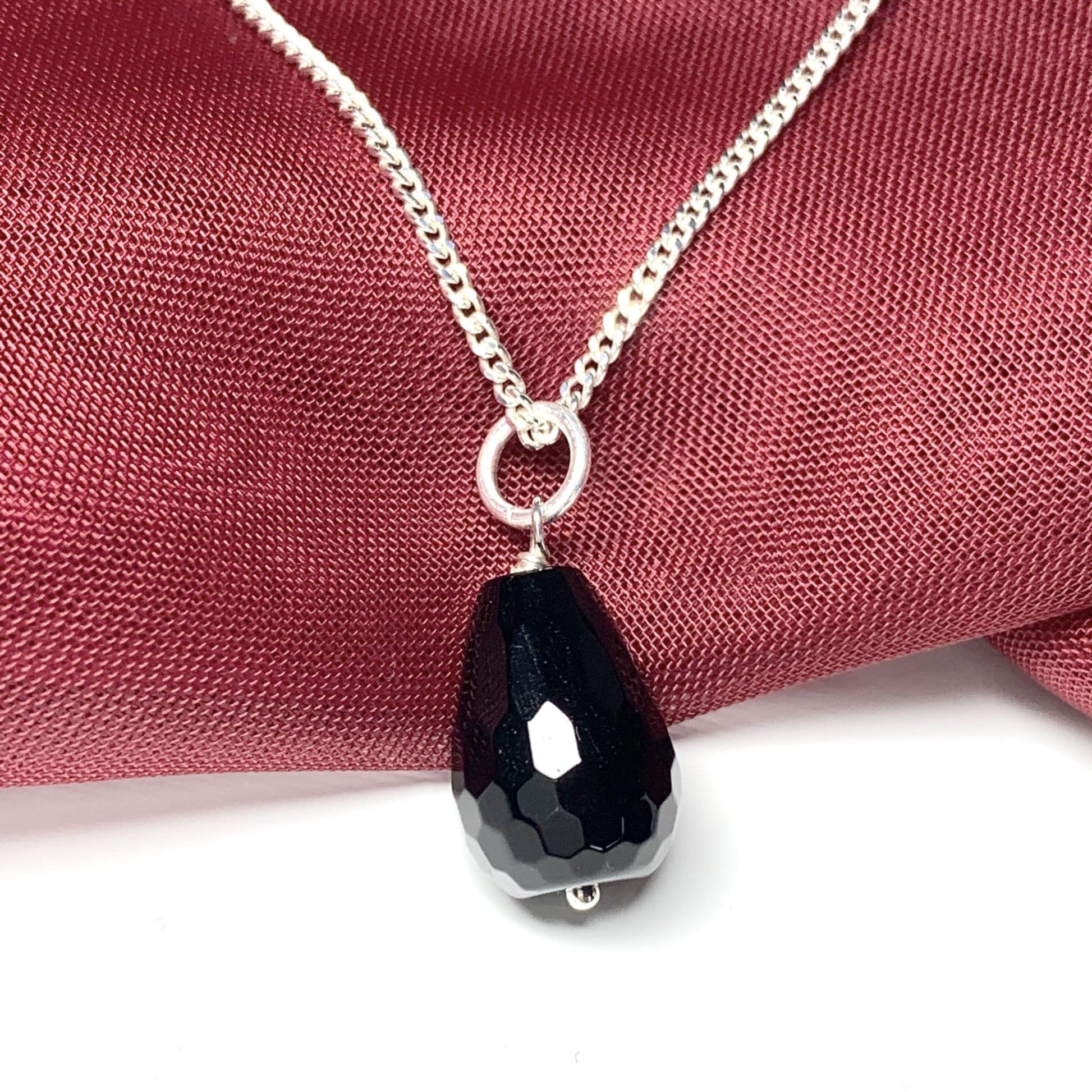 Medium tear drop silver pear shaped onyx necklace pendent