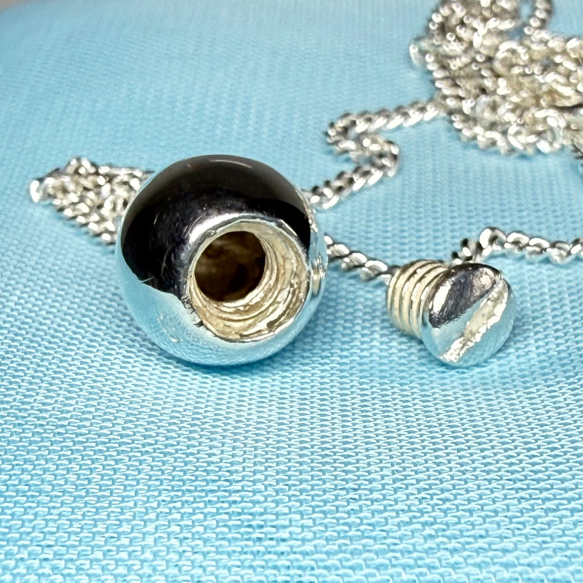 Memorial ashes necklace solid sterling silver teardrop shaped pendant including chain
