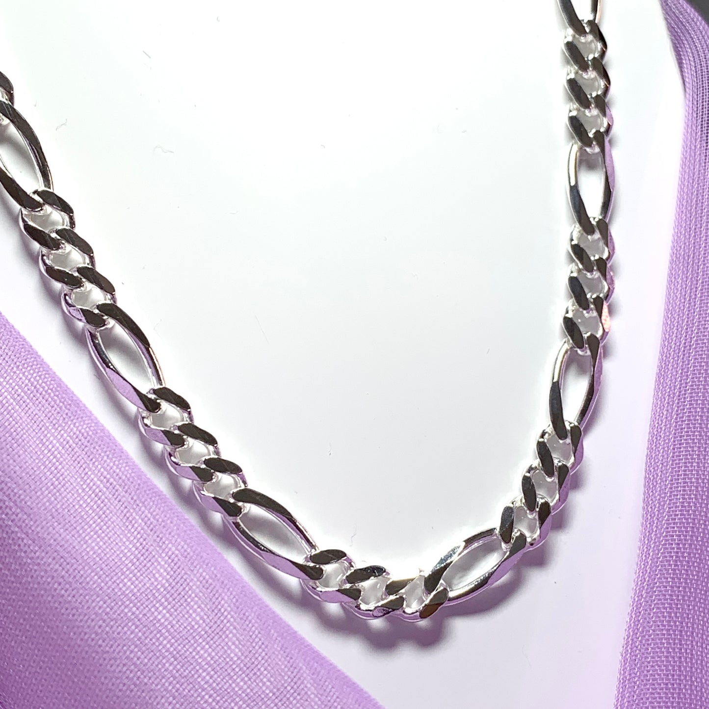 Men's 3 + 1 Figaro sterling silver men’s solid chain necklace