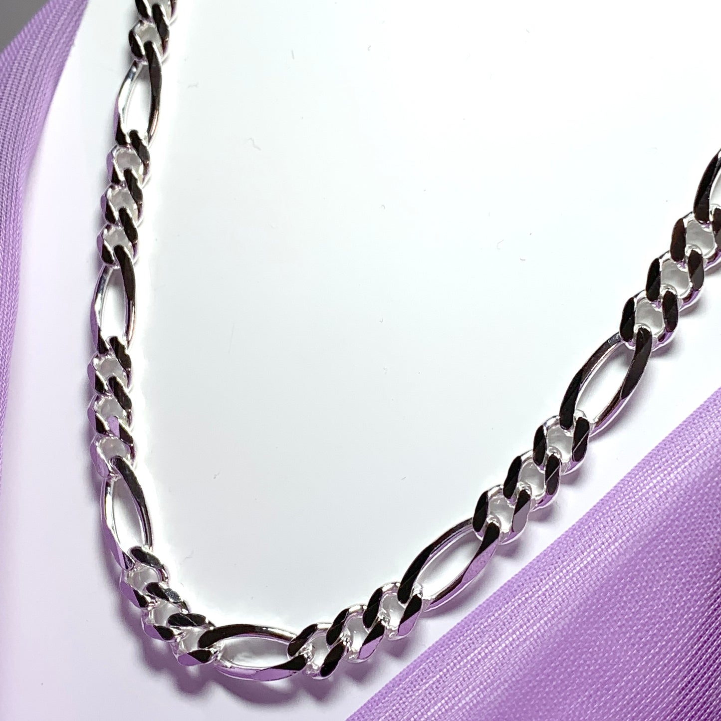 Men's 3 + 1 Figaro sterling silver men’s solid chain necklace