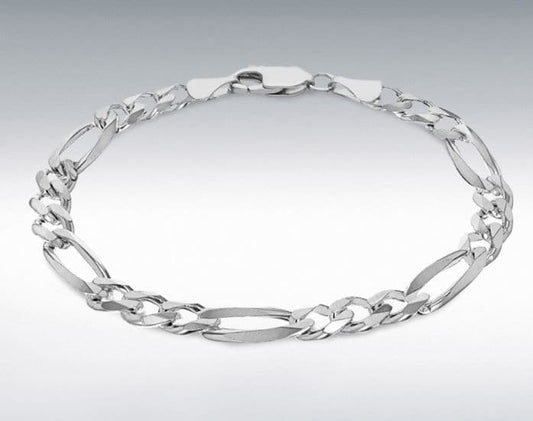 Men's Solid Heavy Sterling Silver 3 + 1 Figaro Bracelet