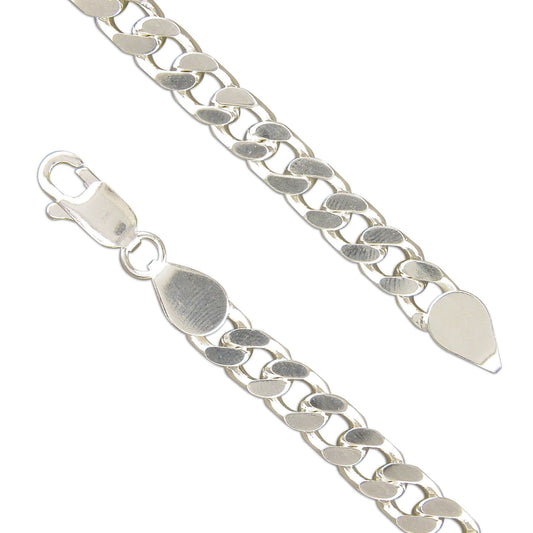 Men's heavy solid sterling silver 9 inch heavy curb bracelet