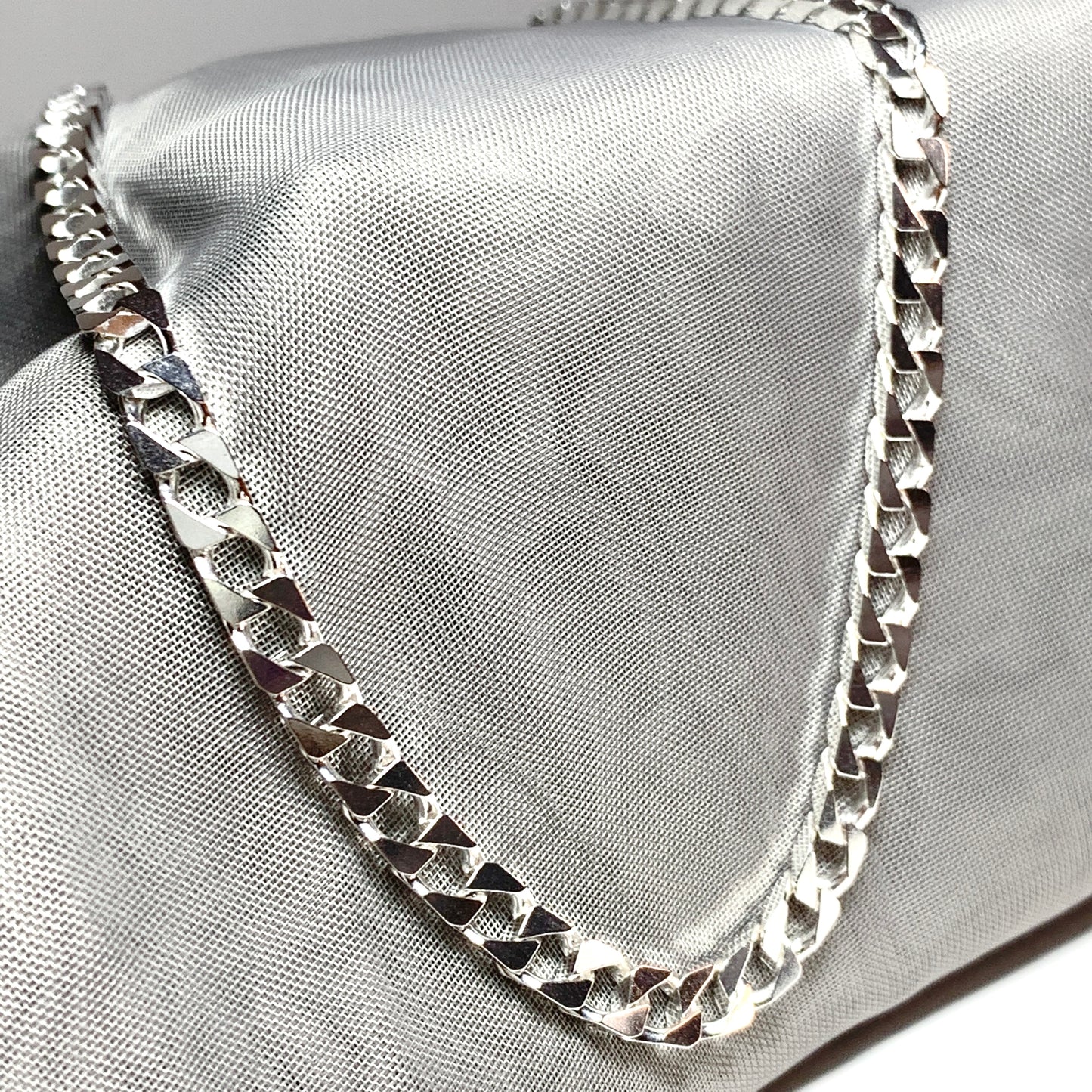 Men's Solid Sterling Silver Square Curb Chain Necklace