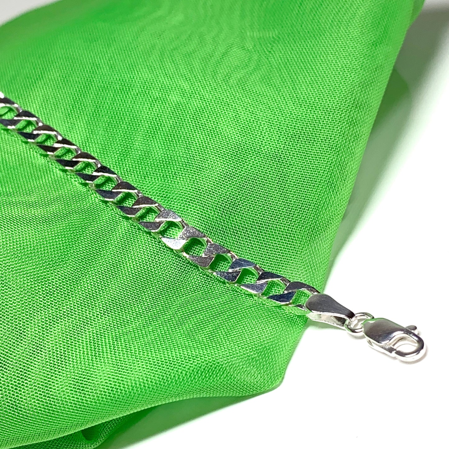 Men's Solid Sterling Silver Square Curb Chain Necklace