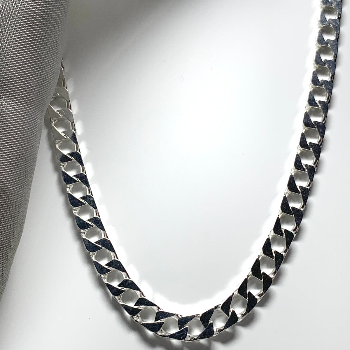Men’s Square curb solid silver necklace