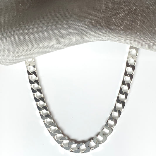 Men’s Square curb solid silver necklace