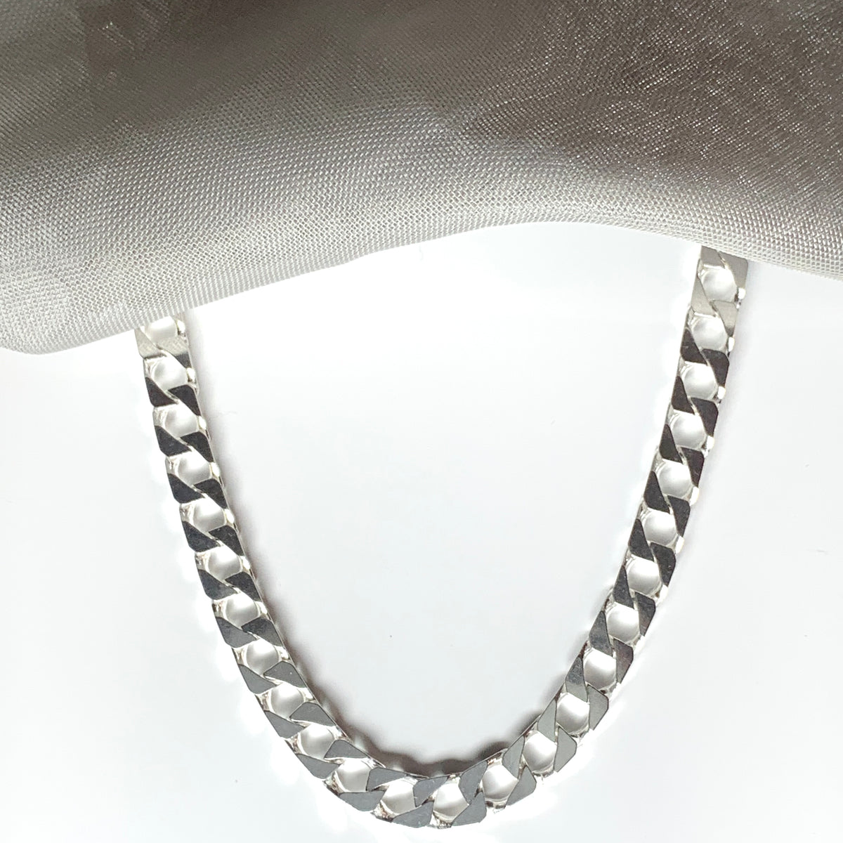 Men’s Square curb solid silver necklace
