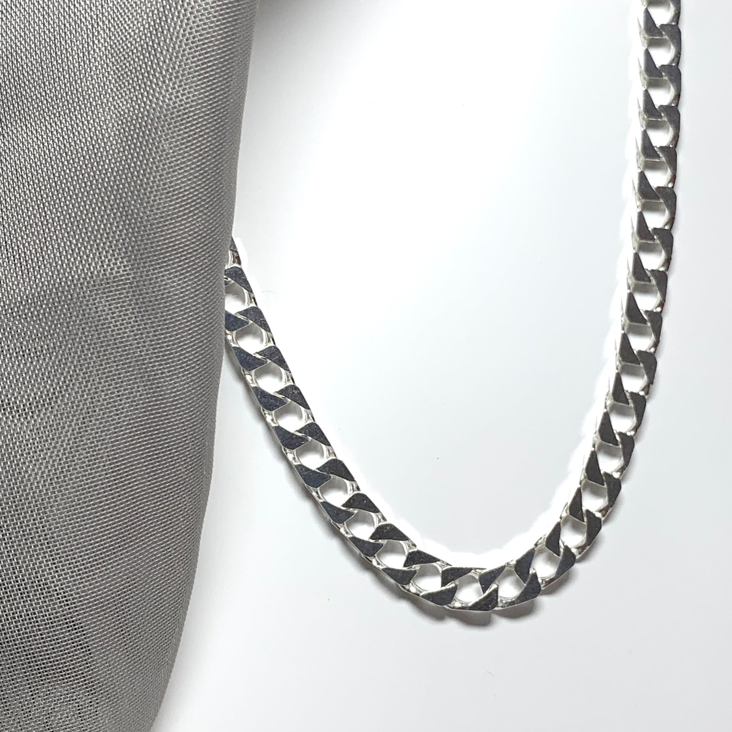 Men's Solid Sterling Silver Square Curb Chain Necklace