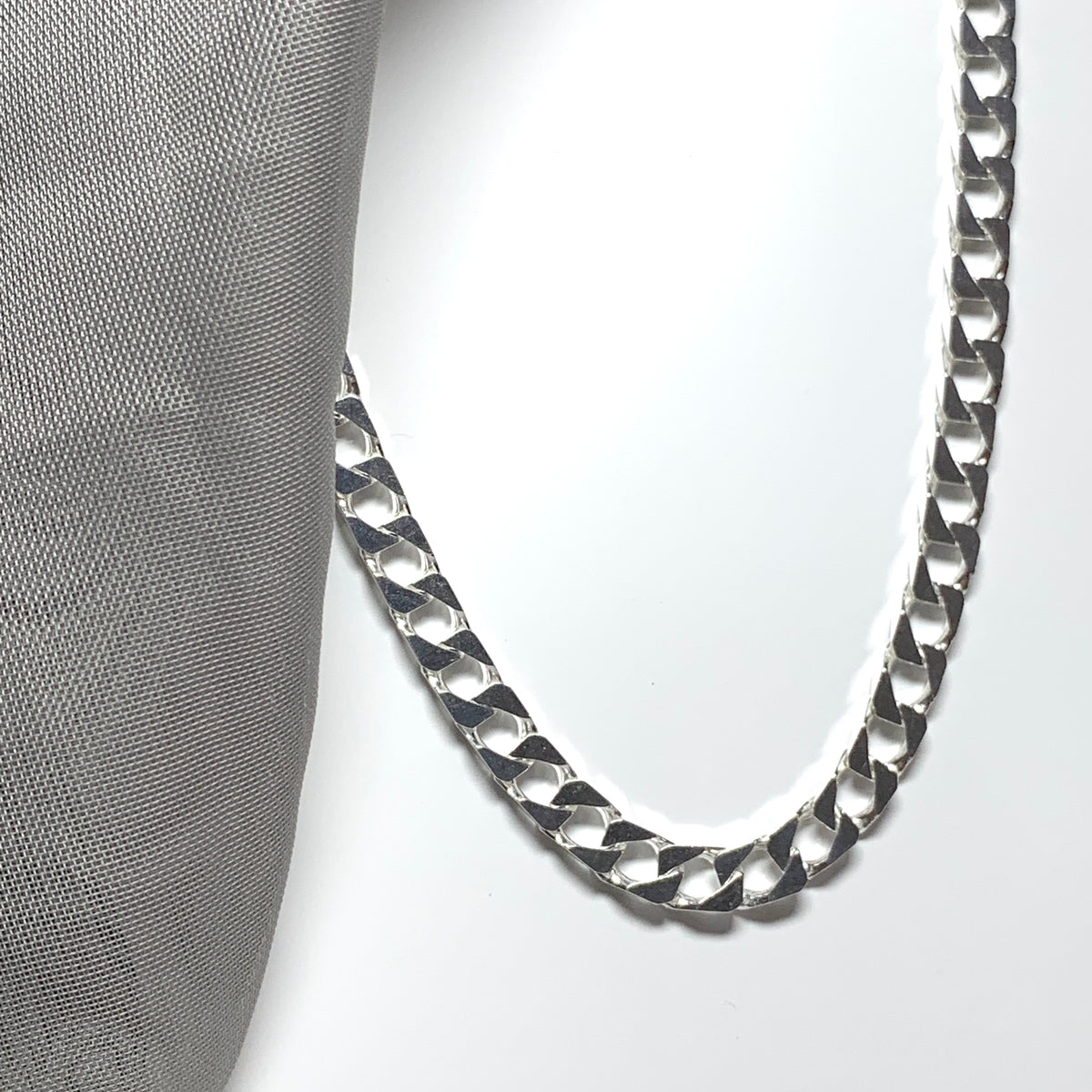 Men’s Square curb solid silver necklace