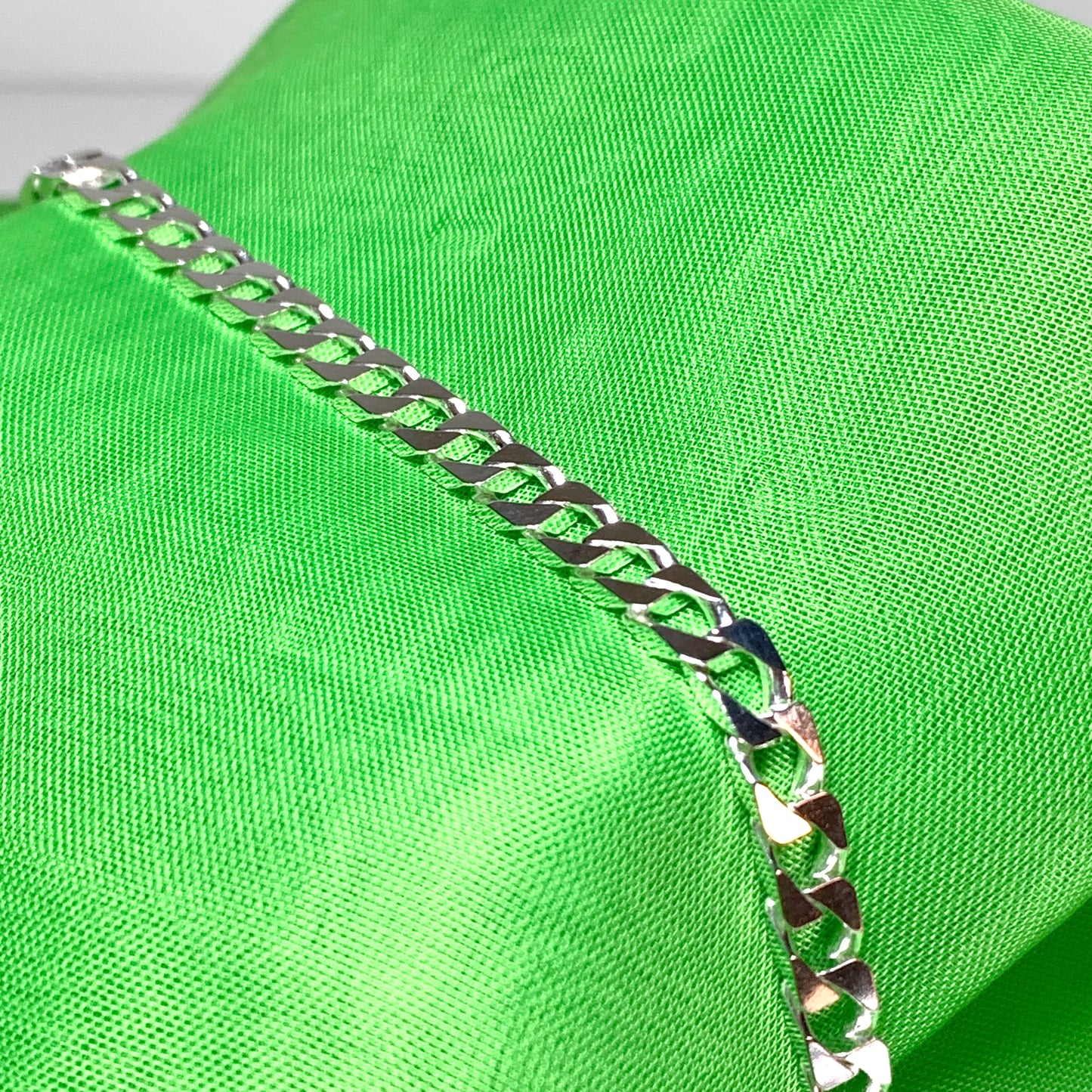 Men's Solid Sterling Silver Square Curb Chain Necklace