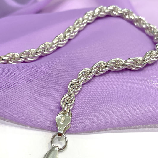 Men's Sterling Silver Solid Large Heavy Rope Bracelet