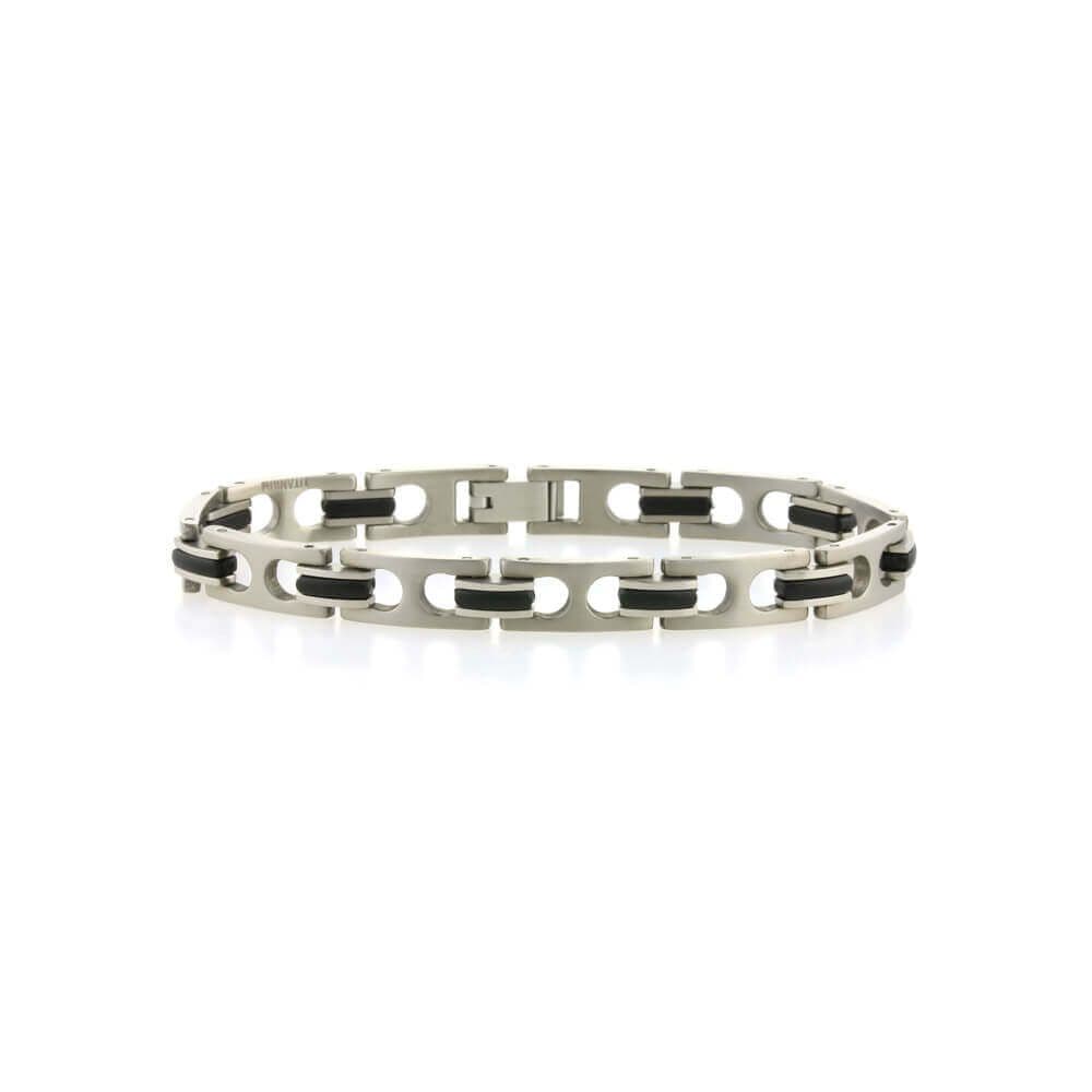 Men's Titanium And Black Rubber Bracelet