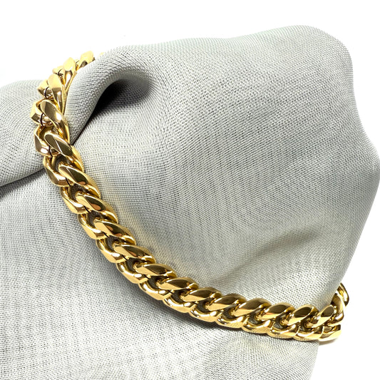 Men's heavy gold plated filed curb link chain