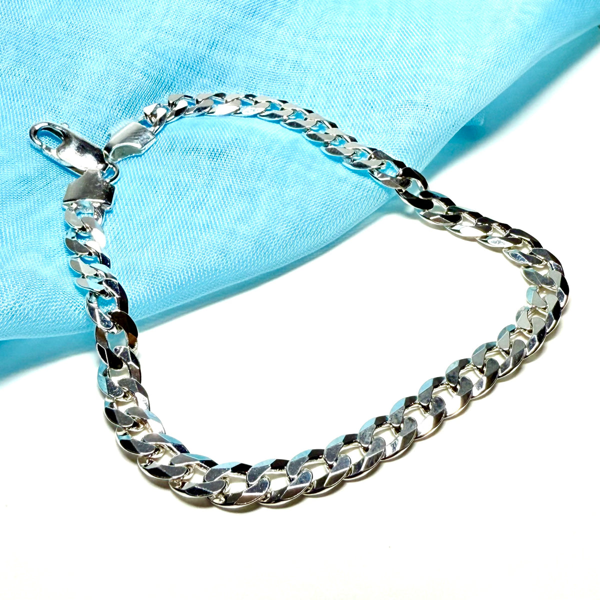 Men's heavy solid sterling silver heavy curb bracelet 8.5 inches