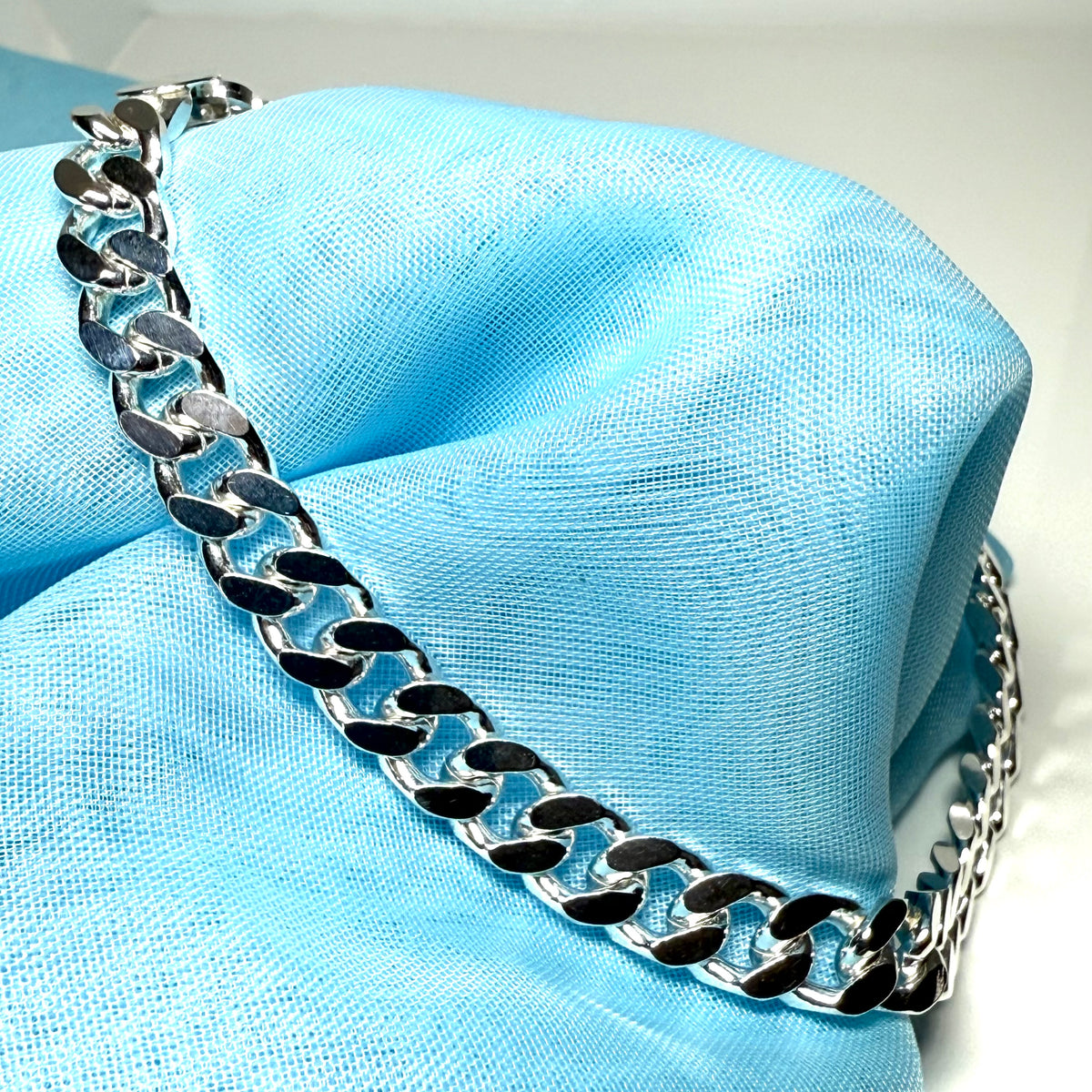 Men's heavy solid sterling silver 9.2 inch extra heavy curb bracelet