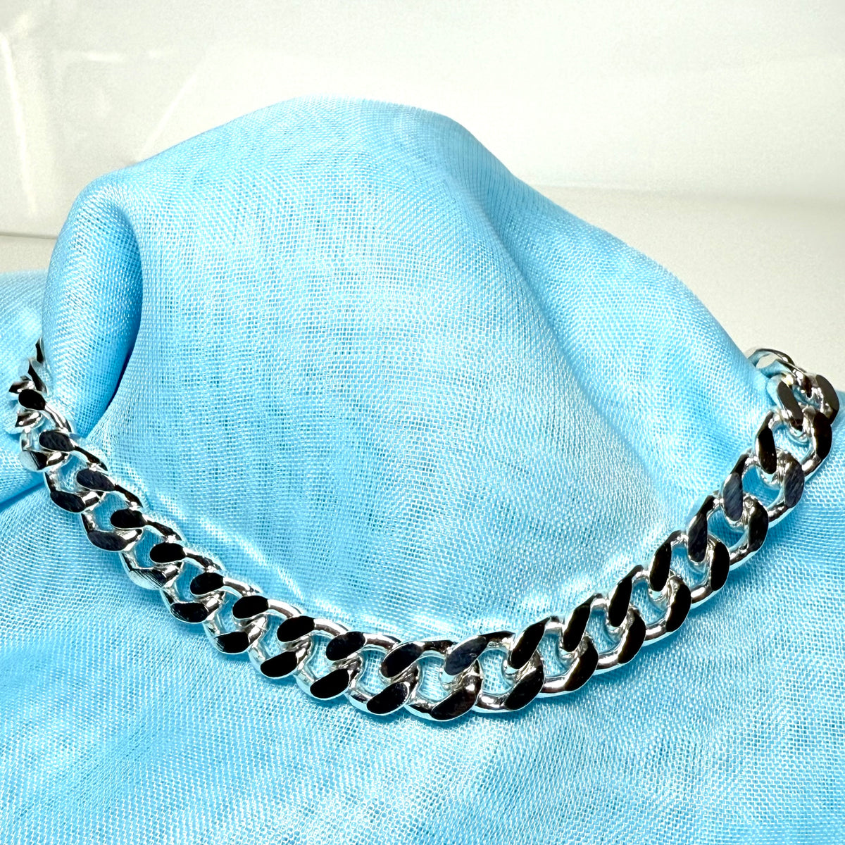 Men's heavy solid sterling silver 9.2 inch extra heavy curb bracelet