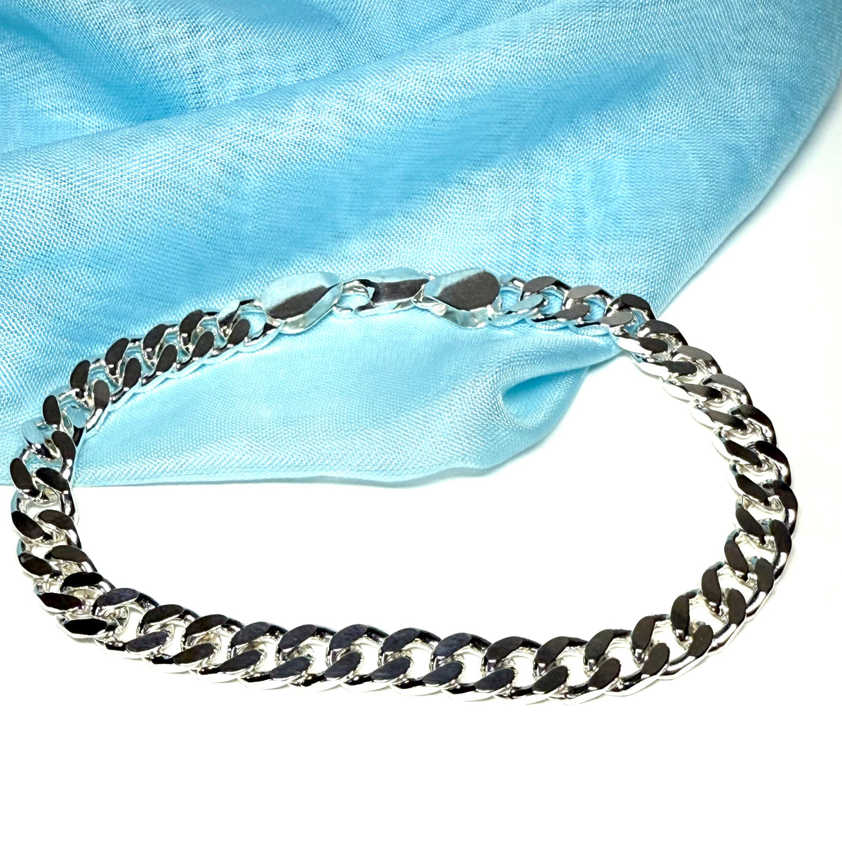 Men's heavy solid sterling silver 9.2 inch extra heavy curb bracelet