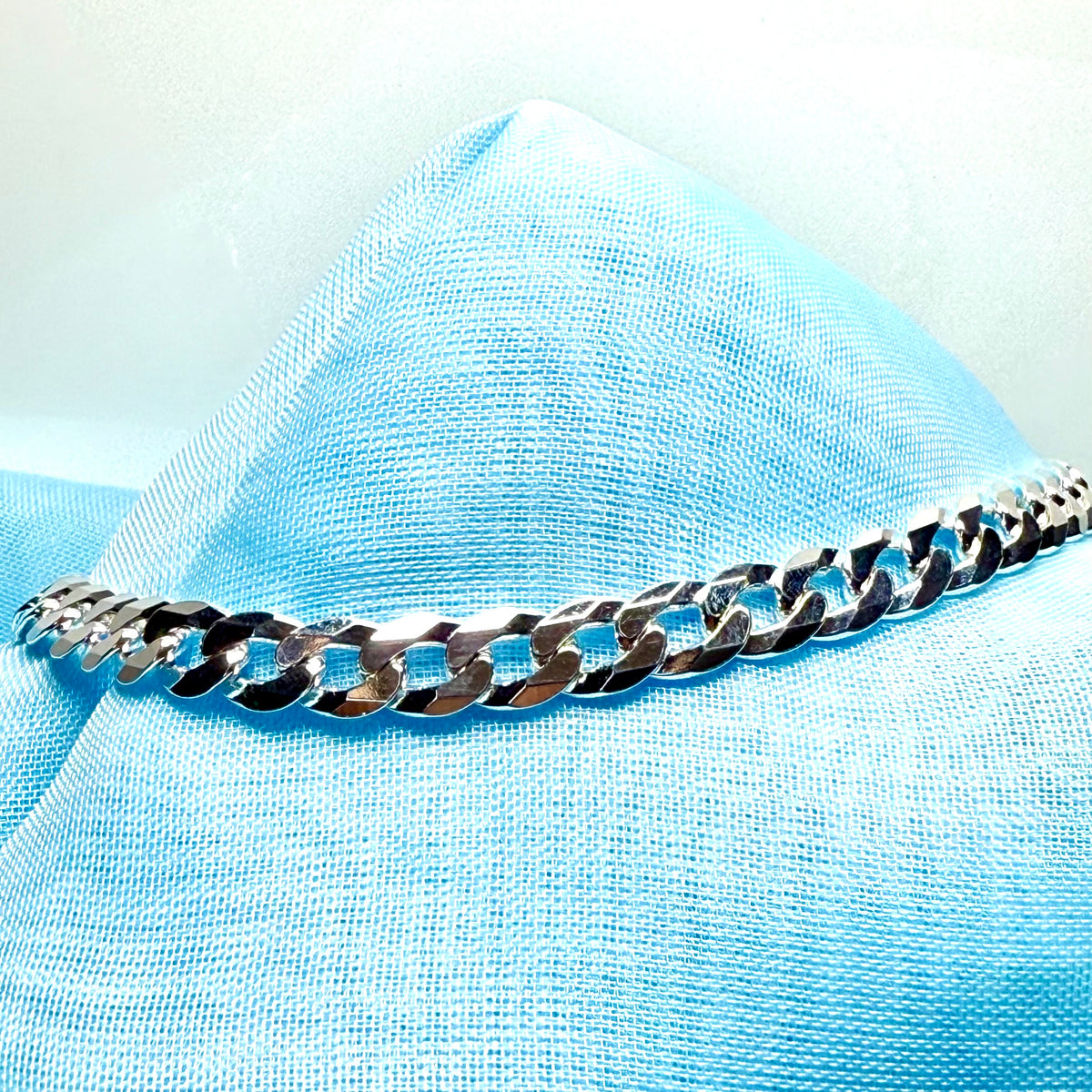 Men's heavy solid sterling silver heavy curb bracelet 8.5 inches