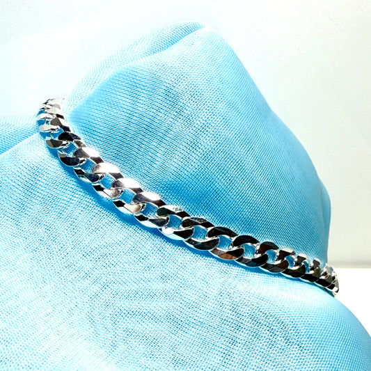 Men's heavy solid sterling silver heavy curb bracelet 8.5 inches