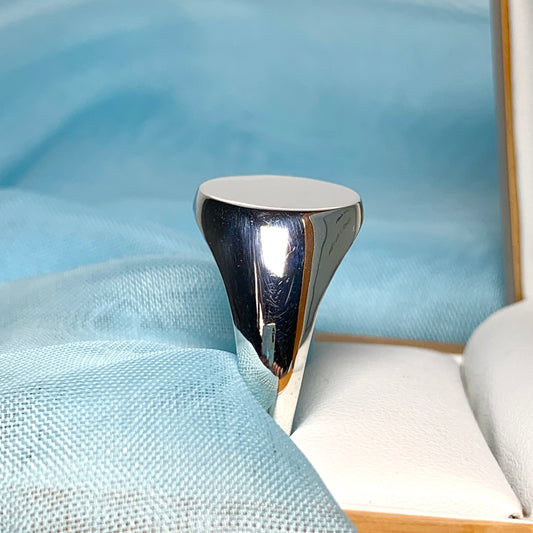 Men’s ring solid silver signet gents extra heavyweight rounded oval