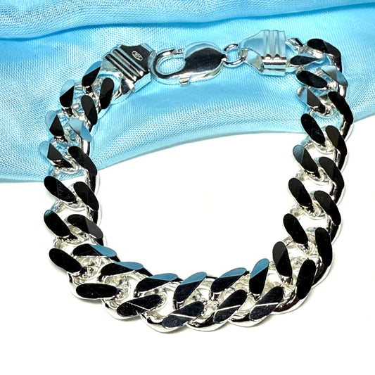 Men's solid 40g sterling silver extra heavyweight 9 inch curb bracelet