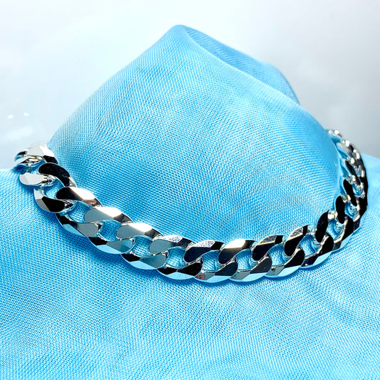 Men's solid heavy link sterling silver 8.5 inch curb bracelet