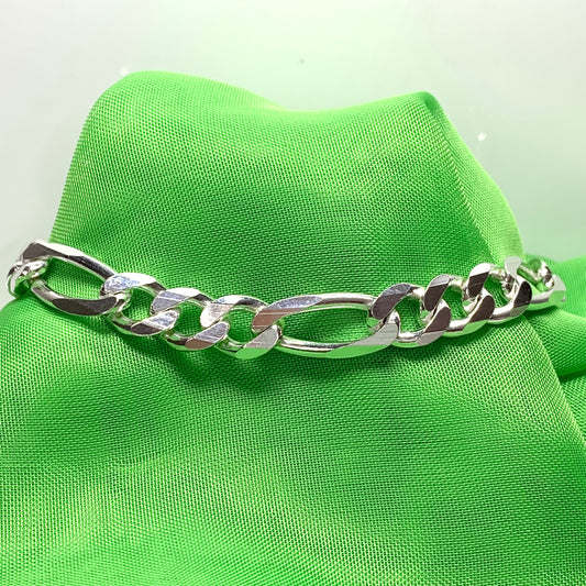 Men's chain solid sterling silver heavyweight 3 + 1 Figaro