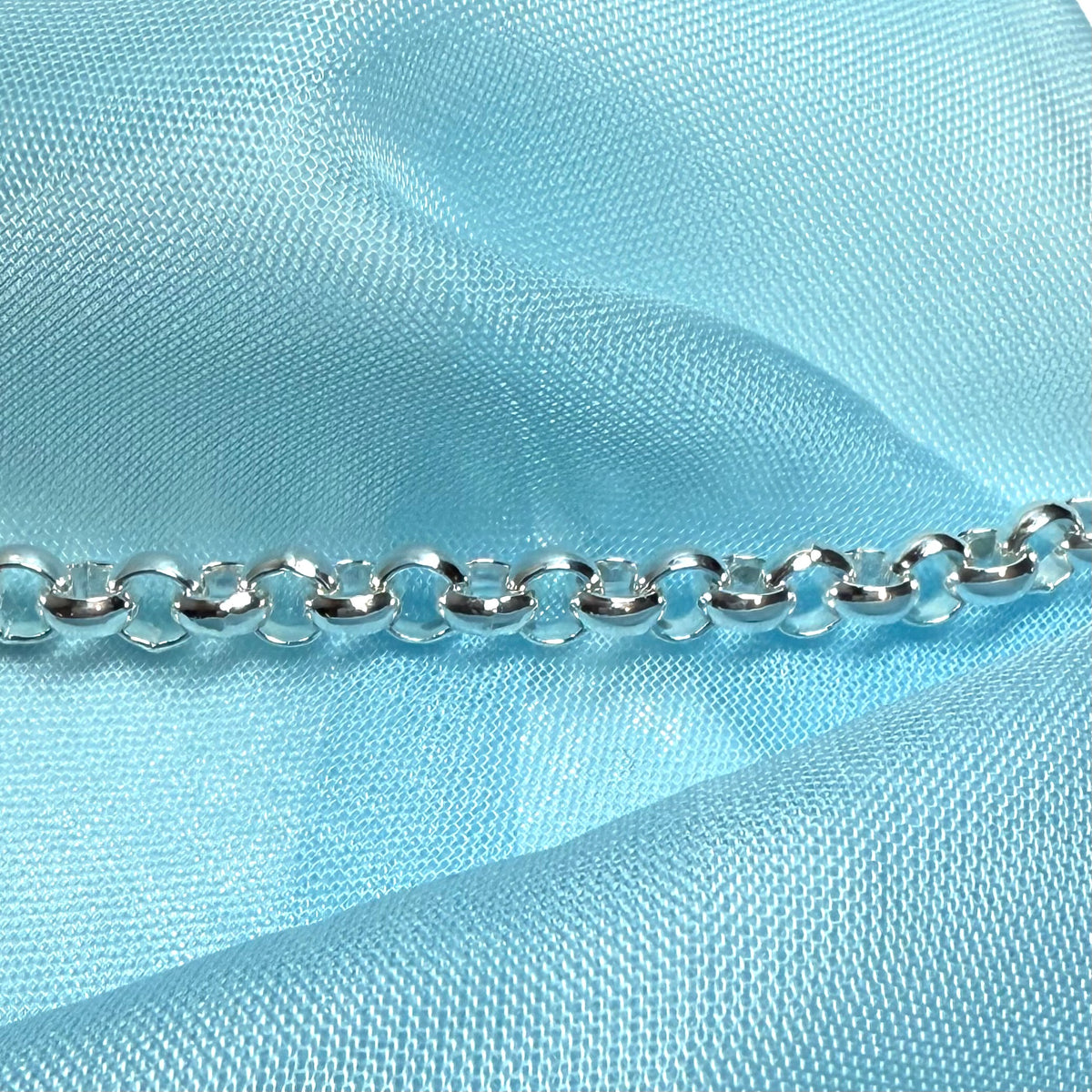 Men's solid sterling silver round belcher bracelet