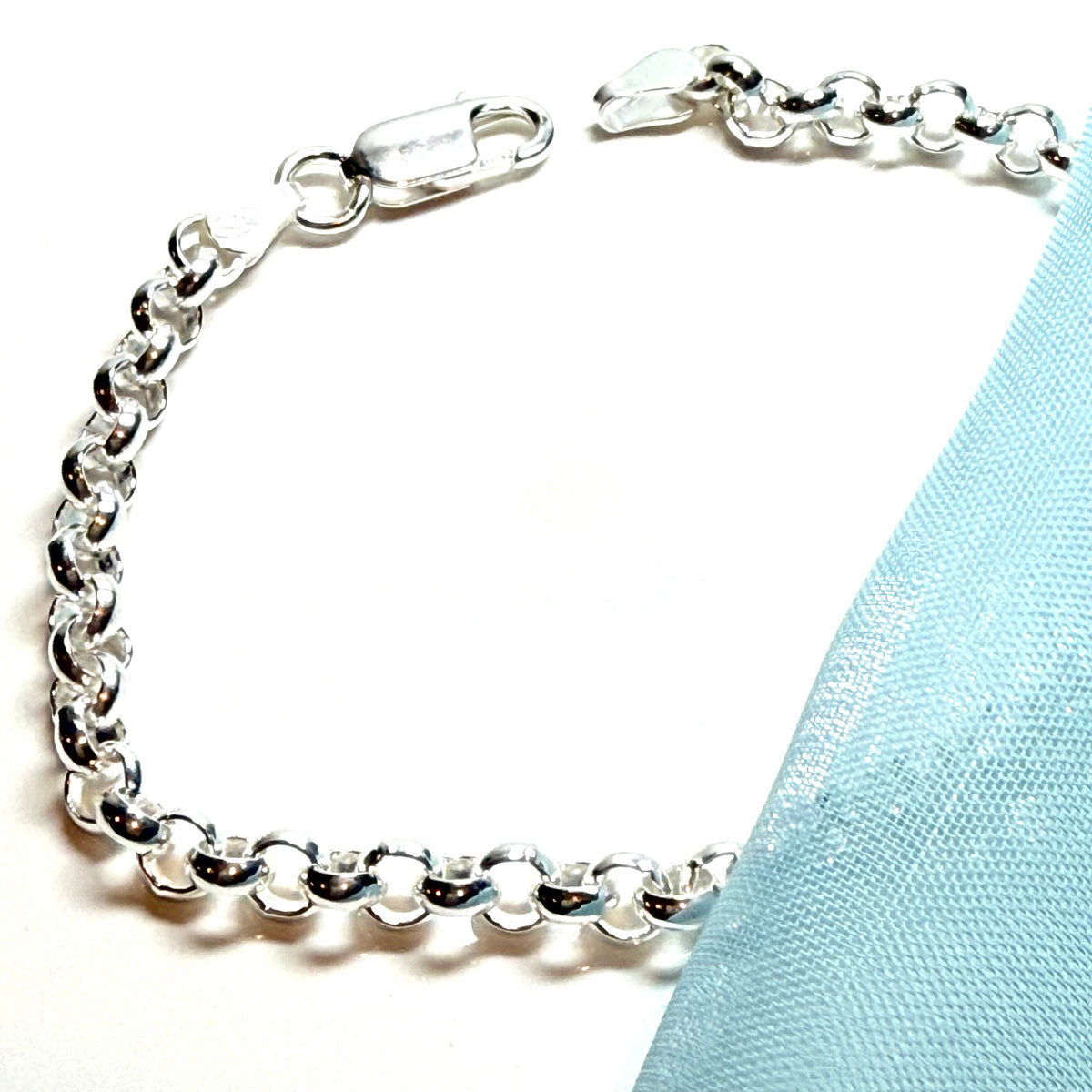 Men's solid sterling silver round belcher bracelet