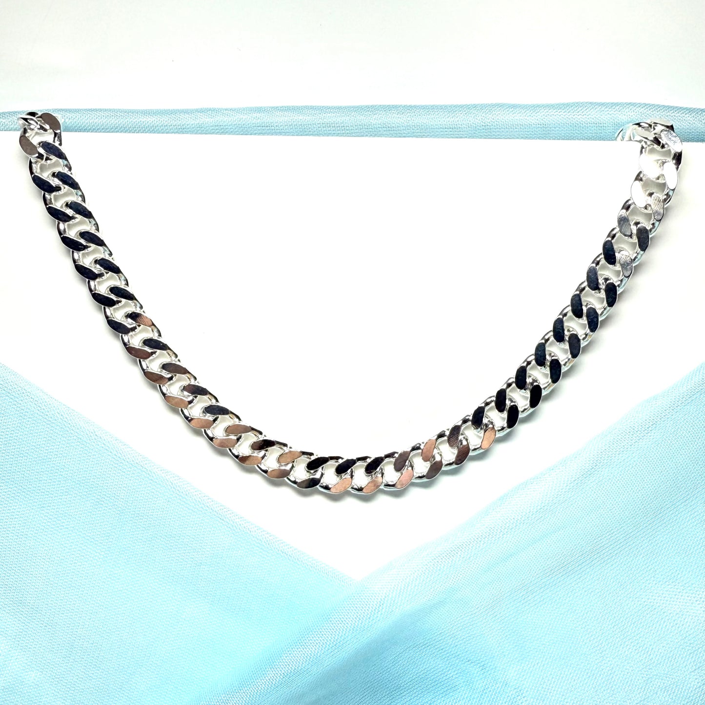Men's solid sterling silver extra heavy flat curb chain necklace chain