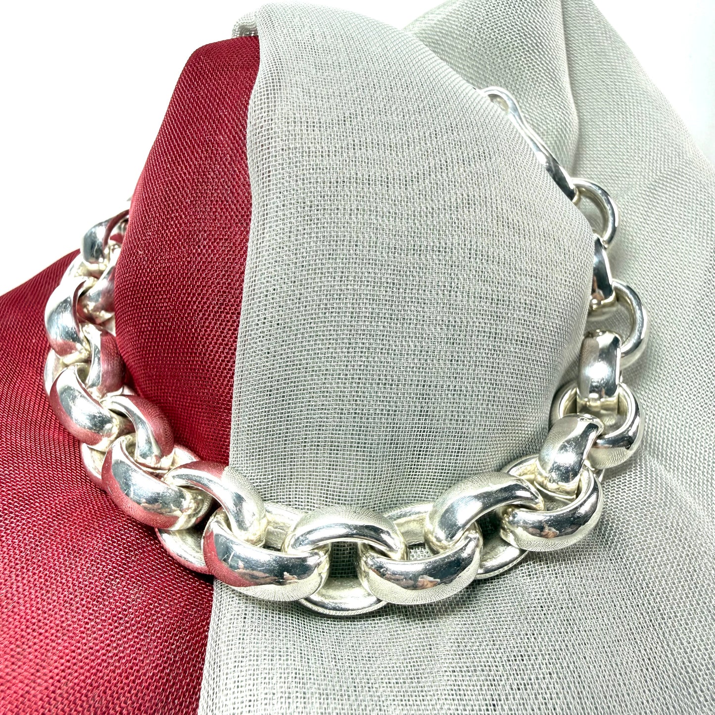 Men's sterling silver large link belcher bracelet round