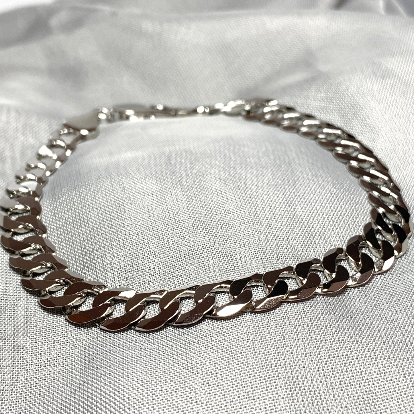 Men's bracelet solid curb sterling silver 9 inches