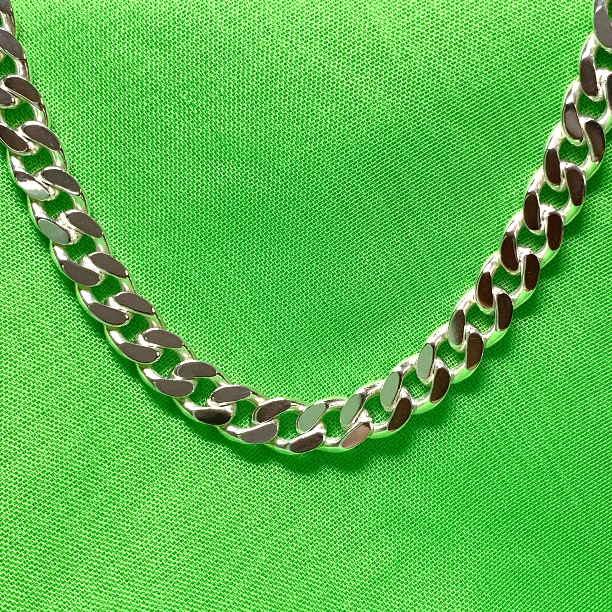 Men's heavy solid sterling silver curb necklace