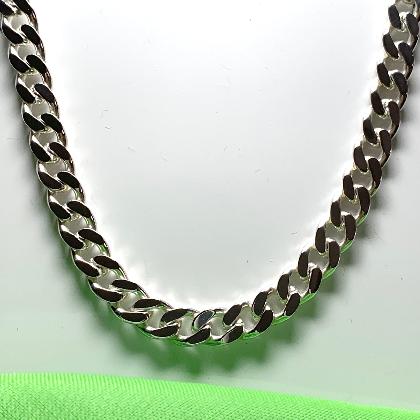 Men's heavy solid sterling silver curb necklace